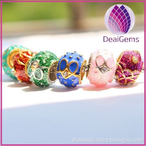 4mm big hole multicolored enamel 15x8mm rondell alloy beads